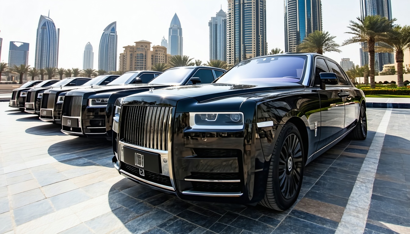 Luxury vehicle fleet ready for city tours in Dubai